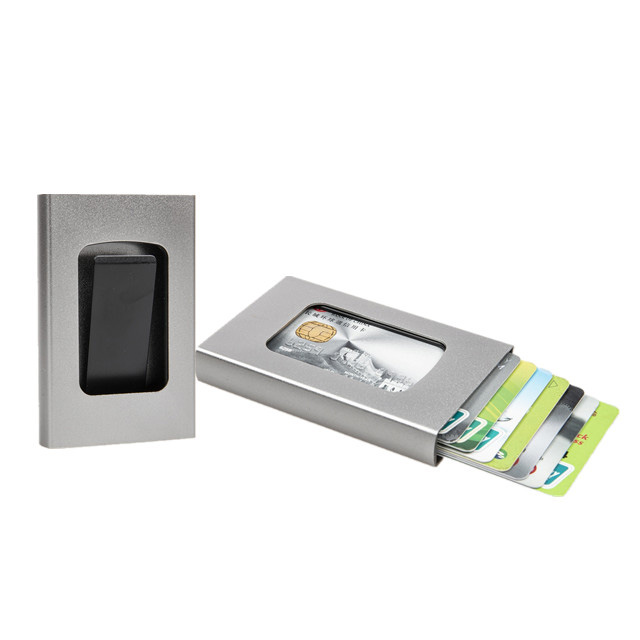 RFID Blacking Pocket Secure Wallet Fedha Alumini na Kadi Holder